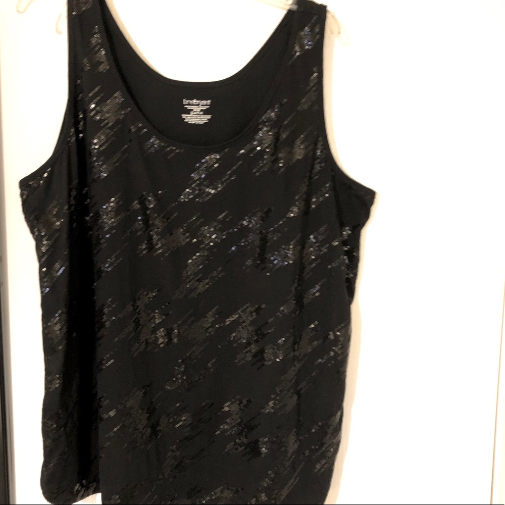 Lane Bryant sequin tank top 22/24 Black cotton